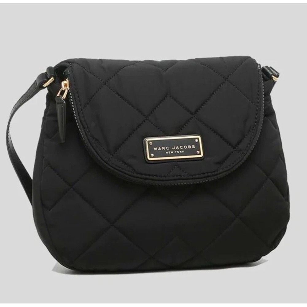 Marc Jacobs Women's Quilted Zip‎ Pouch Natasha Messenger Crossbody Bag Black